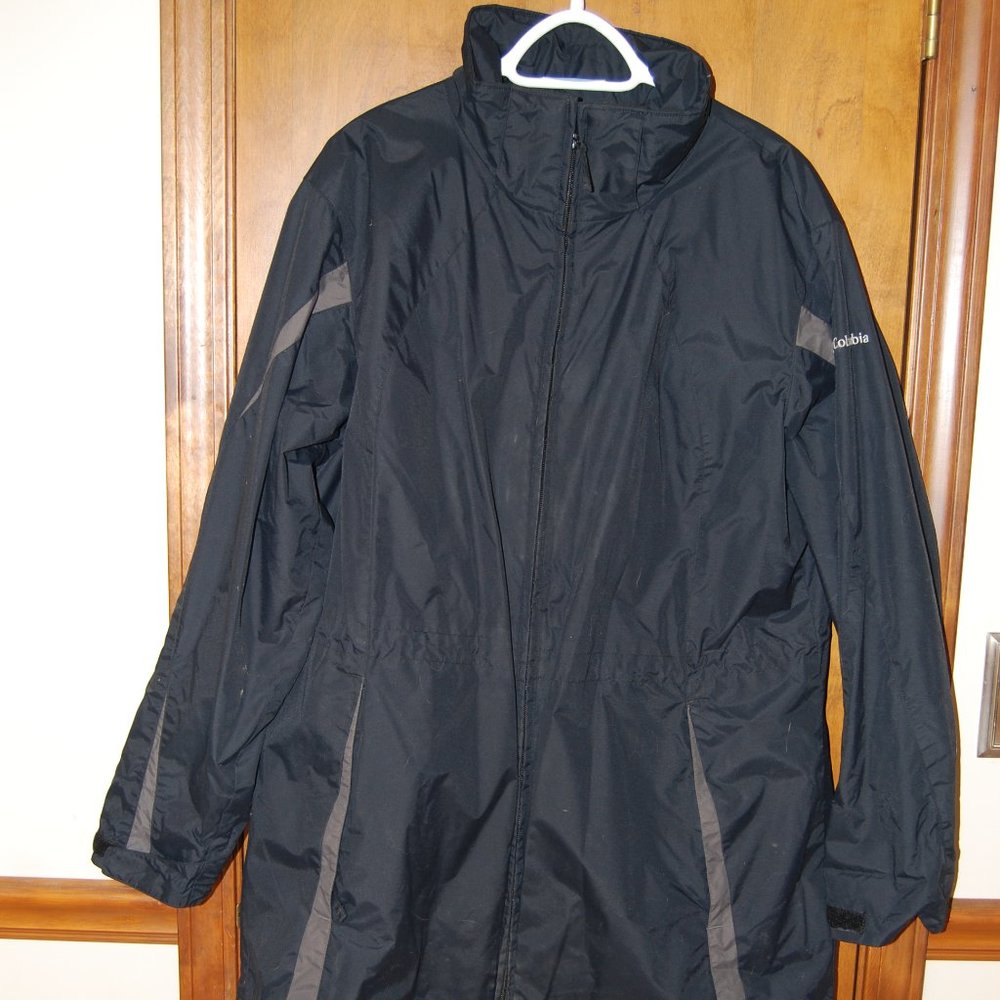 Columbia Womens 1x Long anorak style Black Jacket